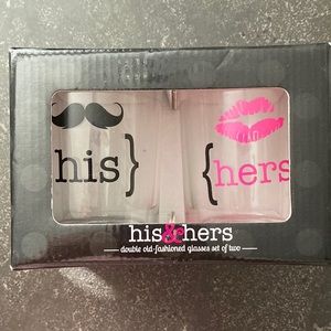 NWOT His and Hers double old fashioned glasses set of two